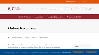 Online Resources Available through Meem Library | St. John's College