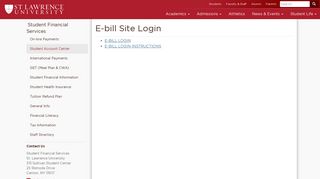 E-bill Site Login | St. Lawrence University Student Financial Services