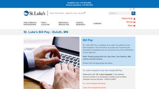 St. Luke's Bill Pay | Hospital in Duluth, MN