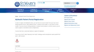 MyHealth Patient Portal Registration | St. Mary's Medical Center