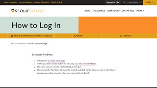 How to Log In – New Site Introduction and Feedback - St. Olaf College