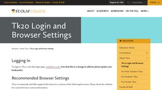 Tk20 Login and Browser Settings – Education - St. Olaf College