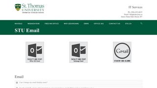 STU Email - Information Technology Services - St. Thomas University