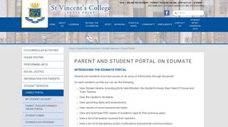 Parent and Student Portal on Edumate » St Vincent's College