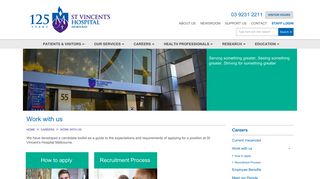Work with us - St Vincent's Hospital Melbourne
