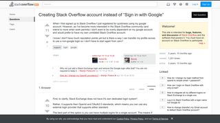 Creating Stack Overflow account instead of “Sign in with Google ...