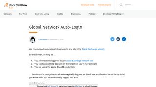 Global Network Auto-Login - Stack Overflow Blog