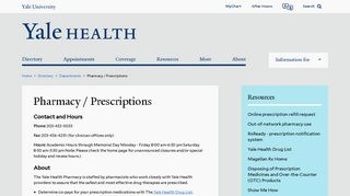 Pharmacy / Prescriptions | Yale Health