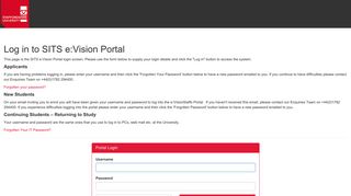 Log in to the portal - e:VisionStaffs - Staffordshire University