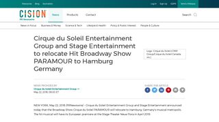 Cirque du Soleil Entertainment Group and Stage Entertainment to ...