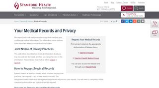 Medical Records & Privacy at Stamford Hospital - Stamford Health