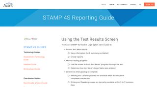 STAMP 4S Reporting Guide — Avant Assessment Main