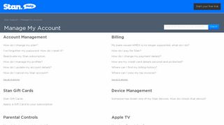 Manage My Account – Stan Support