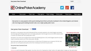 Stan James Poker Download | Online Poker Academy