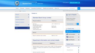 Contact us - Standard Bank Mobile Site | Home
