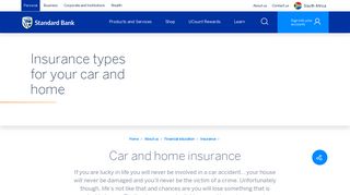 Car and Home Insurance | Standard Bank