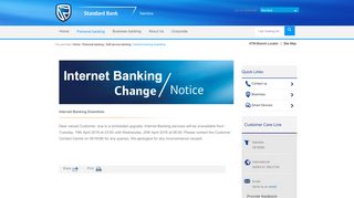 Internet banking downtime | Standard Bank - Namibia - Stanbic IBTC
