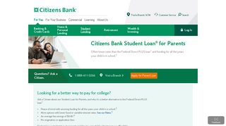 Parent Student Loans | Citizens Bank