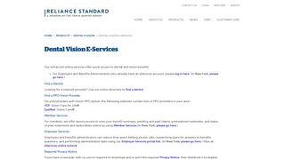 Dental Vision E-Services | Reliance Standard