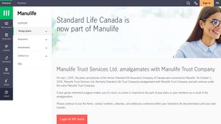 Group plans formerly with Standard Life - Manulife