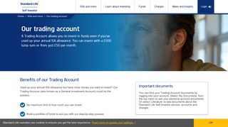 Investment fund Trading Account | Standard Life Self Investor