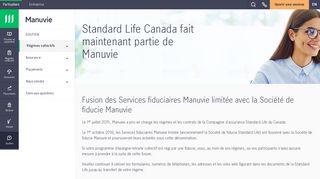 Standard Life Canada fait maintenant partie de Manuvie