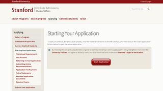 Starting Your Application - Stanford Graduate Admissions