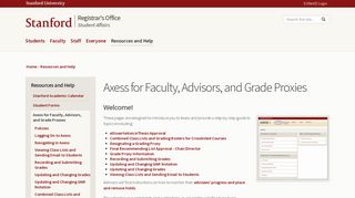Axess for Faculty, Advisors, and Grade Proxies - Stanford Registrar's ...