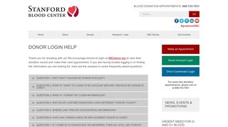 Donor Login Help — Stanford Blood Center