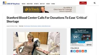 Stanford Blood Center Calls For Donations Due To Severe Shortage ...