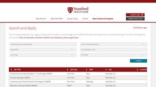 Search Jobs - Stanford Health Care Careers