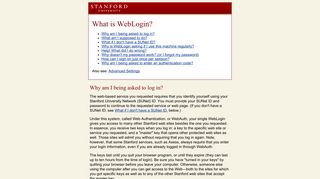 Information about Stanford WebLogin
