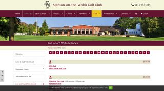 Full A to Z Website Index | Stanton-on-the-Wolds Golf Club