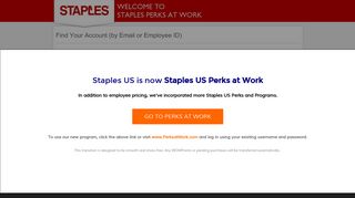by Email or Employee ID - Staples Perks at Work
