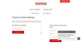 Track a Rebate - Staples Easy Rebates