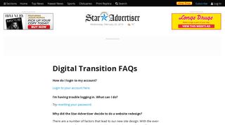 Digital Transition FAQs - Honolulu Star-Advertiser