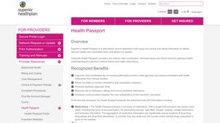 Health Passport | Provider Resources | Superior HealthPlan
