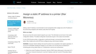 Assign a static IP address to a printer (Star Micronics) – talech Point ...