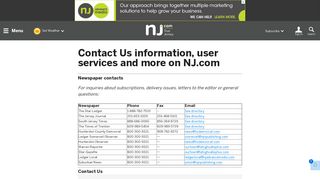 Contact Us information, user services and more on NJ.com | NJ.com ...