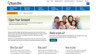 Open Your Account - Star One Credit Union