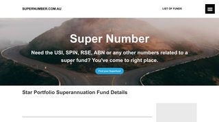 Star Portfolio Superannuation Fund Details - Super Number