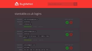 starstable.co.uk passwords - BugMeNot