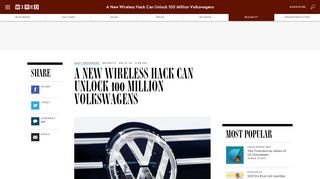 A New Wireless Hack Can Unlock 100 Million Volkswagens | WIRED