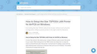 How to Setup the Star TSP100iii LAN Printer for AirPOS on Windows ...