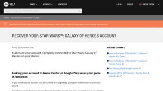 Recover your STAR WARS™: Galaxy of Heroes Account - EA Help