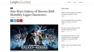 Star Wars Galaxy of Heroes 2018 Monthly Login Characters – Login ...