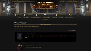STAR WARS: The Old Republic - Can't login