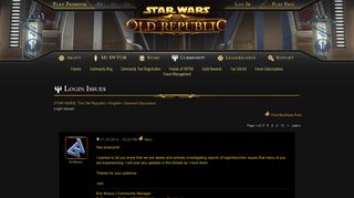 STAR WARS: The Old Republic - Login Issues
