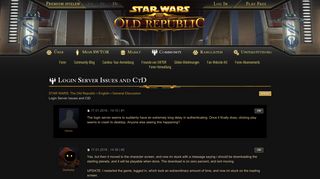 STAR WARS: The Old Republic - Login Server Issues and CtD