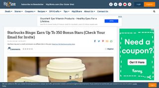 Starbucks Bingo: Earn Up To 350 Bonus Stars (Check Your Email for ...